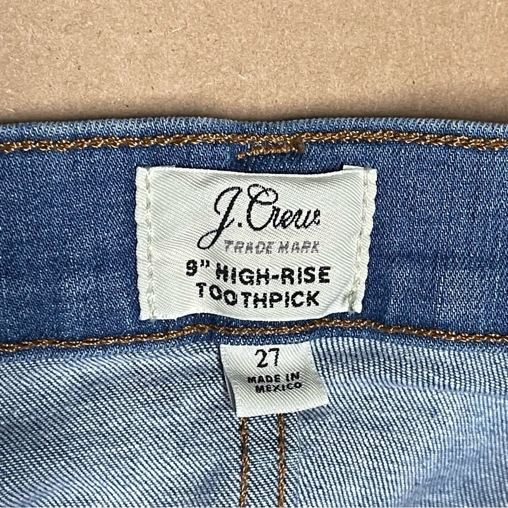 J Crew 9" High Rise Toothpick Jeans Womens 27 Blue Stretch - Picture 4 of 7